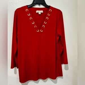 MICHAEL Michael Kors Red Blouse with Gold Accents